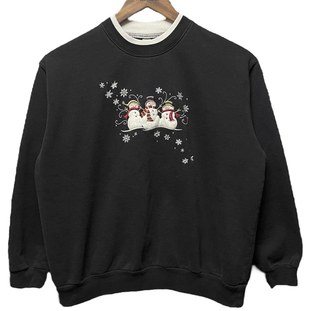 vintage snowman graphic winter festive long sleeve crewneck grandma sweatshirt